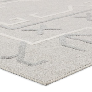 Jaipur Living Vibe by Jaipur Living Kasinda Geometric Tribal Polyester Indoor Outdoor Area Rug Gray 18"X18" RSW104687