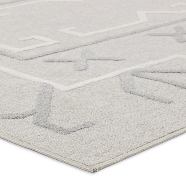 Jaipur Living Vibe by Jaipur Living Kasinda Geometric Tribal Polyester Indoor Outdoor Area Rug Gray 18"X18" RSW104687