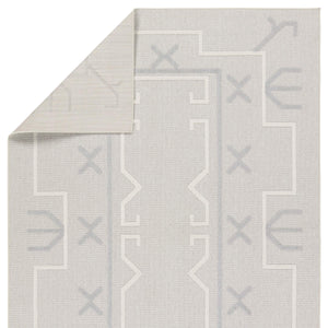 Jaipur Living Vibe by Jaipur Living Kasinda Geometric Tribal Polyester Indoor Outdoor Area Rug Gray 18"X18" RSW104687
