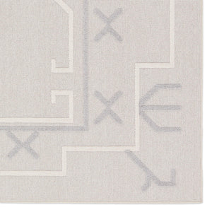 Jaipur Living Vibe by Jaipur Living Kasinda Geometric Tribal Polyester Indoor Outdoor Area Rug Gray 18"X18" RSW104687