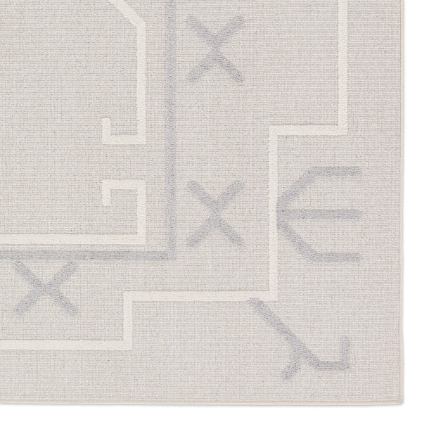 Jaipur Living Vibe by Jaipur Living Kasinda Geometric Tribal Polyester Indoor Outdoor Area Rug Gray 18"X18" RSW104687