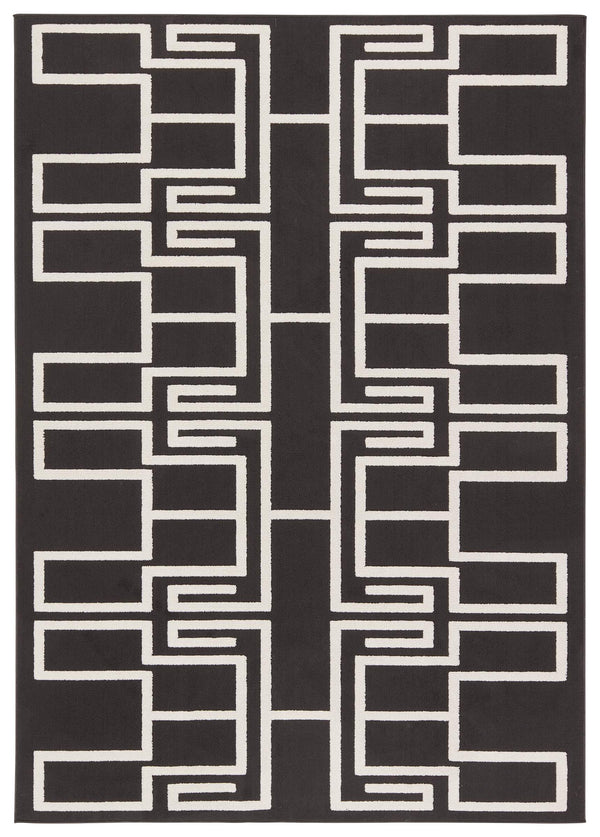 Jaipur Living Vibe by Jaipur Living Odion Bold Graphic Turkish Kars Polyester Indoor Outdoor Rug Black 6'7"X9'6" RUG158499