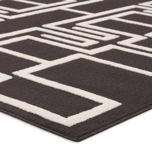 Jaipur Living Vibe by Jaipur Living Odion Bold Graphic Turkish Kars Polyester Indoor Outdoor Rug Black 6'7"X9'6" RUG158499