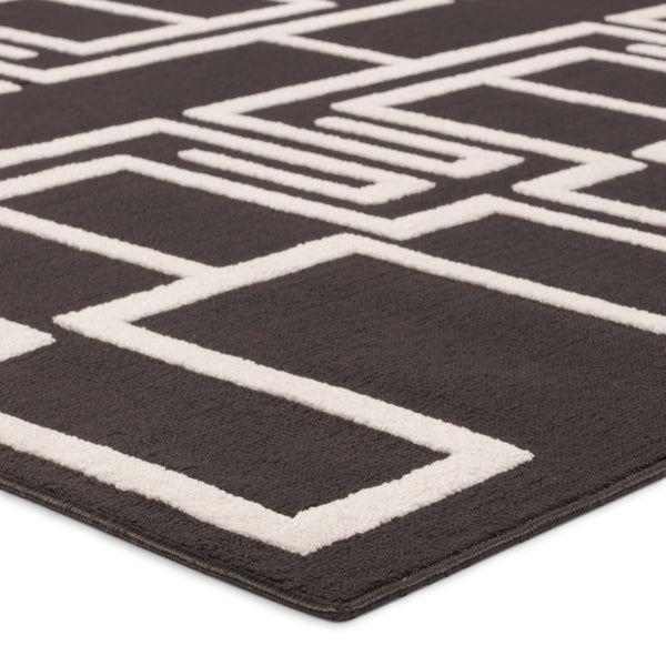 Jaipur Living Vibe by Jaipur Living Odion Bold Graphic Turkish Kars Polyester Indoor Outdoor Rug Black 6'7"X9'6" RUG158499