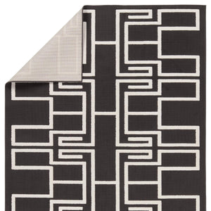 Jaipur Living Vibe by Jaipur Living Odion Bold Graphic Turkish Kars Polyester Indoor Outdoor Rug Black 6'7"X9'6" RUG158499
