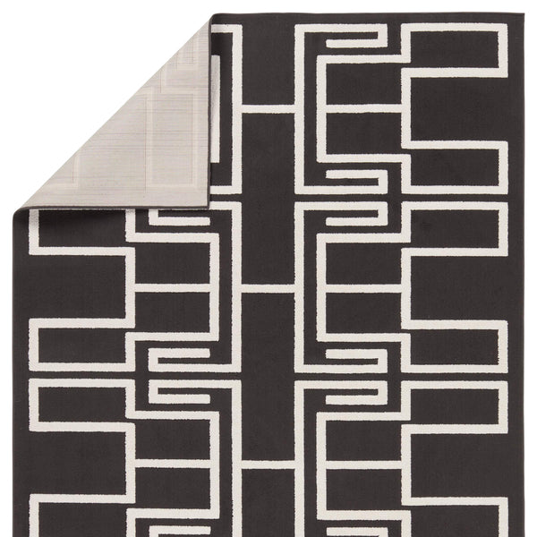 Jaipur Living Vibe by Jaipur Living Odion Bold Graphic Turkish Kars Polyester Indoor Outdoor Rug Black 6'7"X9'6" RUG158499
