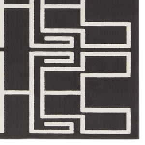 Jaipur Living Vibe by Jaipur Living Odion Bold Graphic Turkish Kars Polyester Indoor Outdoor Rug Black 6'7"X9'6" RUG158499