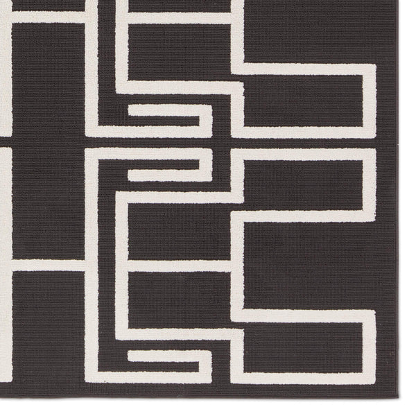 Jaipur Living Vibe by Jaipur Living Odion Bold Graphic Turkish Kars Polyester Indoor Outdoor Rug Black 6'7"X9'6" RUG158499