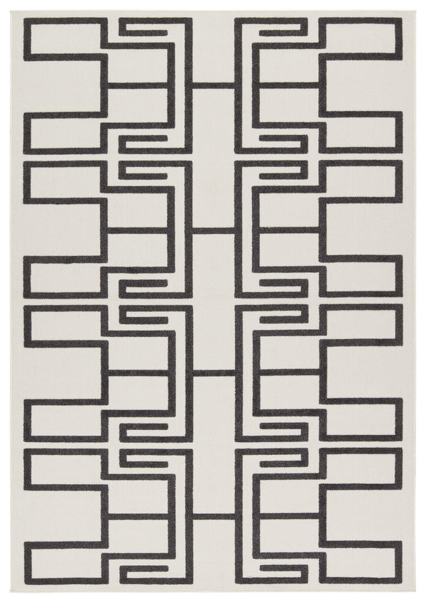Jaipur Living Vibe by Jaipur Living Odion Bold Graphic Turkish Kars Polyester Indoor Outdoor Rug White 9'2"X11'9" RUG158506