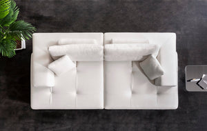 Pasargad Home Ravenna Modern Faux Suede Sofa With Sliding Backrest & Armrests For Ultimate Comfort White Faux Suede Pslm-012-3