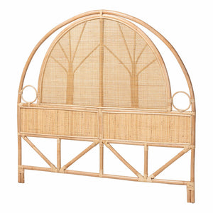 Baxton Studio Bali & Pari Kang Handcrafted Rattan Freestanding Arched Headboard for Boho Coastal Bedroom King Kang-Natural Rattan-HB-King