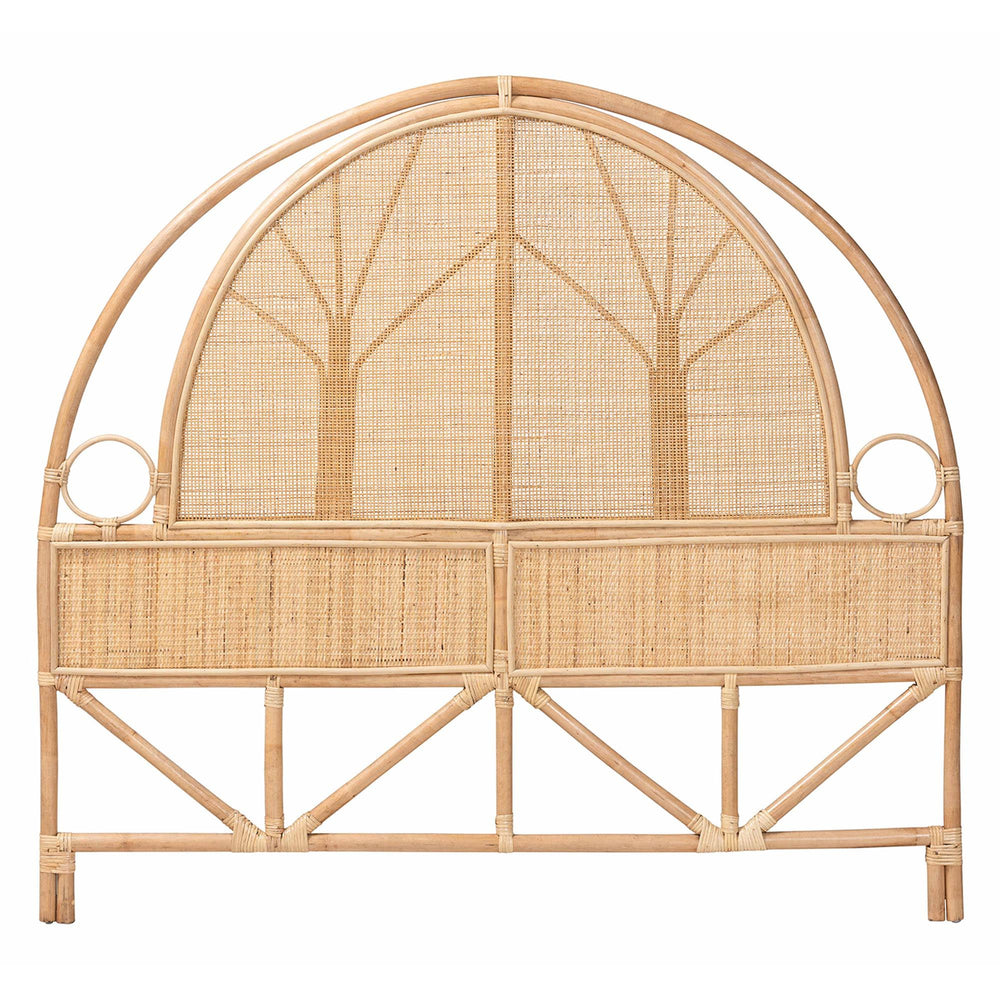 Baxton Studio Bali & Pari Kang Handcrafted Rattan Freestanding Arched Headboard for Boho Coastal Bedroom King Kang-Natural Rattan-HB-King
