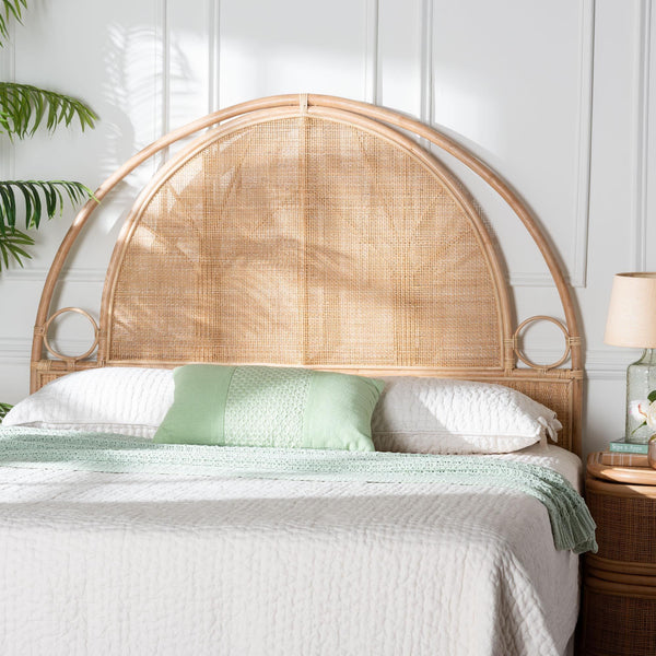Bali & Pari Kang Handcrafted Rattan Freestanding Arched Headboard for Boho Coastal Bedroom