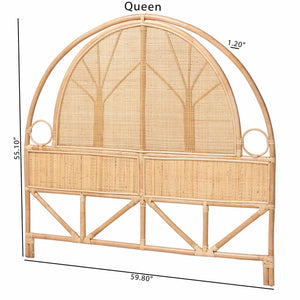 Bali & Pari Kang Handcrafted Rattan Freestanding Arched Headboard for Boho Coastal Bedroom