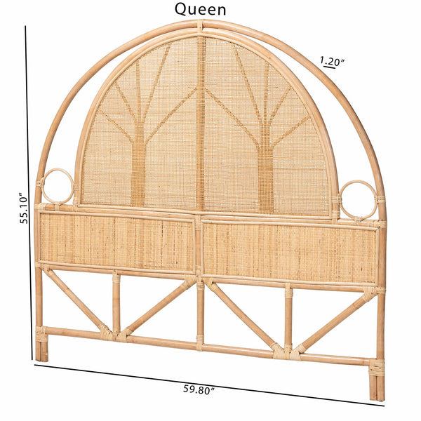 Bali & Pari Kang Handcrafted Rattan Freestanding Arched Headboard for Boho Coastal Bedroom