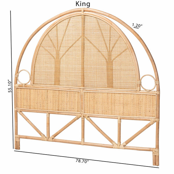 Bali & Pari Kang Handcrafted Rattan Freestanding Arched Headboard for Boho Coastal Bedroom