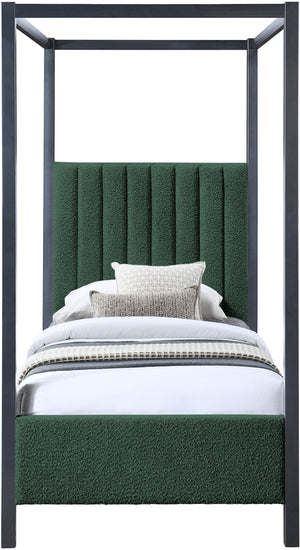 Kelly Green Boucle Fabric Twin Bed KellyGreen-T Meridian Furniture