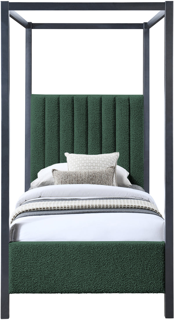 Kelly Green Boucle Fabric Twin Bed KellyGreen-T Meridian Furniture