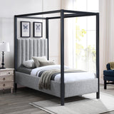 Kelly Grey Boucle Fabric Twin Bed KellyGrey-T Meridian Furniture