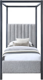 Kelly Grey Boucle Fabric Twin Bed KellyGrey-T Meridian Furniture