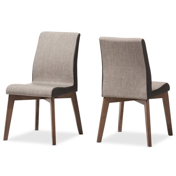 Baxton Studio Baxton Studio Kimberly Mid-Century Dining Chairs Set of 2 - Stylish Beige & Brown Upholstery Design Kimberly-Brown/Dark-Brown-DC
