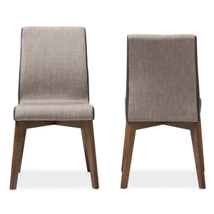 Baxton Studio Baxton Studio Kimberly Mid-Century Dining Chairs Set of 2 - Stylish Beige & Brown Upholstery Design Kimberly-Brown/Dark-Brown-DC