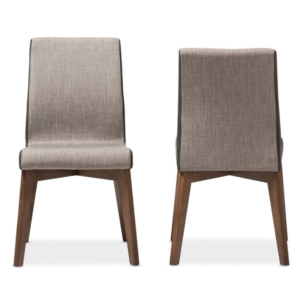 Baxton Studio Baxton Studio Kimberly Mid-Century Dining Chairs Set of 2 - Stylish Beige & Brown Upholstery Design Kimberly-Brown/Dark-Brown-DC