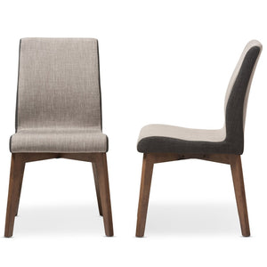 Baxton Studio Baxton Studio Kimberly Mid-Century Dining Chairs Set of 2 - Stylish Beige & Brown Upholstery Design Kimberly-Brown/Dark-Brown-DC