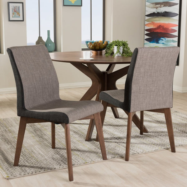 Baxton Studio Baxton Studio Kimberly Mid-Century Dining Chairs Set of 2 - Stylish Beige & Brown Upholstery Design Kimberly-Brown/Dark-Brown-DC