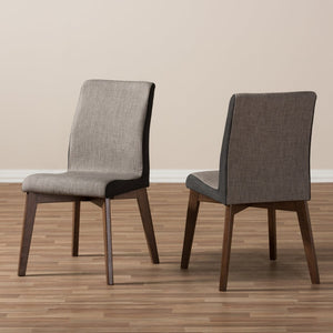 Baxton Studio Baxton Studio Kimberly Mid-Century Dining Chairs Set of 2 - Stylish Beige & Brown Upholstery Design Kimberly-Brown/Dark-Brown-DC