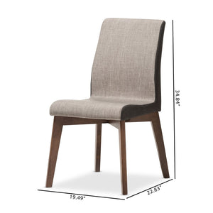 Baxton Studio Baxton Studio Kimberly Mid-Century Dining Chairs Set of 2 - Stylish Beige & Brown Upholstery Design Kimberly-Brown/Dark-Brown-DC