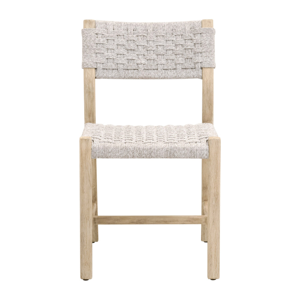 Essentials For Living Kitts Coastal Style Indoor/Outdoor Dining Chair Set Of 2 - Durable Teak Frame & Handwoven Rope Design White Speckle Twist Rope,Washed Ever Teak Solid Teak Wood 6835.Wht/W-et