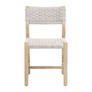 Essentials For Living Kitts Coastal Style Indoor/Outdoor Dining Chair Set Of 2 - Durable Teak Frame & Handwoven Rope Design White Speckle Twist Rope,Washed Ever Teak Solid Teak Wood 6835.Wht/W-et