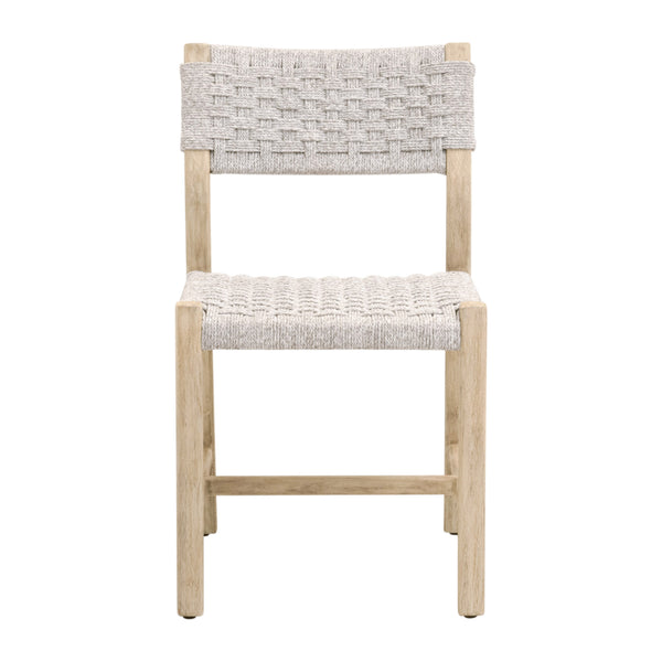 Essentials For Living Kitts Coastal Style Indoor/Outdoor Dining Chair Set Of 2 - Durable Teak Frame & Handwoven Rope Design White Speckle Twist Rope,Washed Ever Teak Solid Teak Wood 6835.Wht/W-et