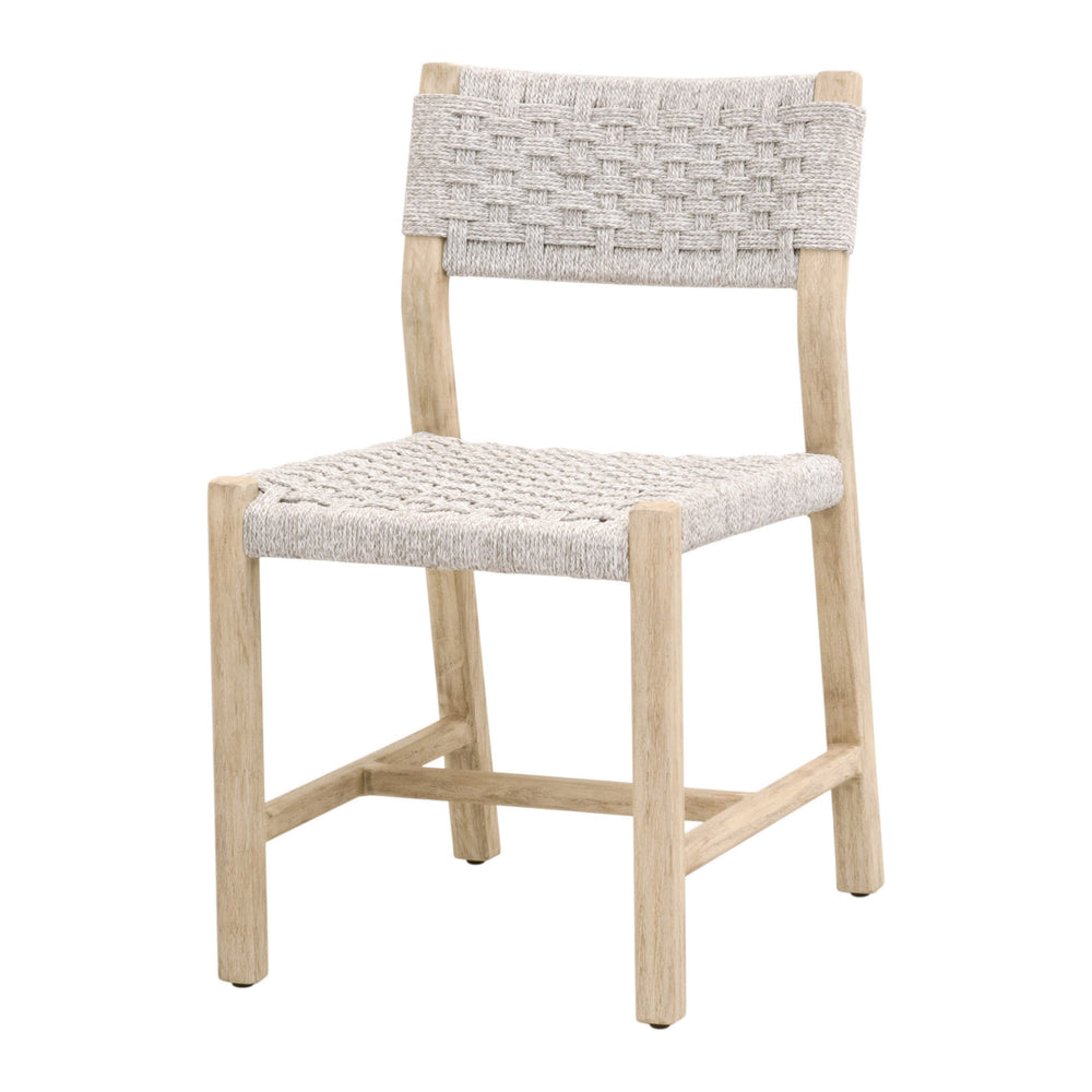 Essentials For Living Kitts Coastal Style Indoor/Outdoor Dining Chair Set Of 2 - Durable Teak Frame & Handwoven Rope Design White Speckle Twist Rope,Washed Ever Teak Solid Teak Wood 6835.Wht/W-et
