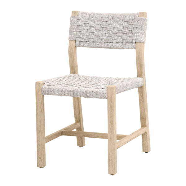 Essentials For Living Kitts Coastal Style Indoor/Outdoor Dining Chair Set Of 2 - Durable Teak Frame & Handwoven Rope Design White Speckle Twist Rope,Washed Ever Teak Solid Teak Wood 6835.Wht/W-et