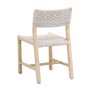 Essentials For Living Kitts Coastal Style Indoor/Outdoor Dining Chair Set Of 2 - Durable Teak Frame & Handwoven Rope Design White Speckle Twist Rope,Washed Ever Teak Solid Teak Wood 6835.Wht/W-et