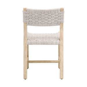 Essentials For Living Kitts Coastal Style Indoor/Outdoor Dining Chair Set Of 2 - Durable Teak Frame & Handwoven Rope Design White Speckle Twist Rope,Washed Ever Teak Solid Teak Wood 6835.Wht/W-et
