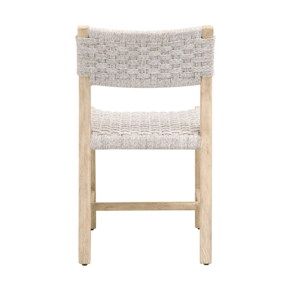 Essentials For Living Kitts Coastal Style Indoor/Outdoor Dining Chair Set Of 2 - Durable Teak Frame & Handwoven Rope Design White Speckle Twist Rope,Washed Ever Teak Solid Teak Wood 6835.Wht/W-et