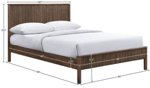 Meridian Furniture Kivo Solid Wood King Bed with Slatted Headboard and Mid-century Modern Bedroom Frame Appeal Walnut KivoBrown-K