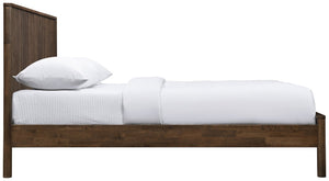 Meridian Furniture Kivo Solid Wood King Bed with Slatted Headboard and Mid-century Modern Bedroom Frame Appeal Walnut KivoBrown-K