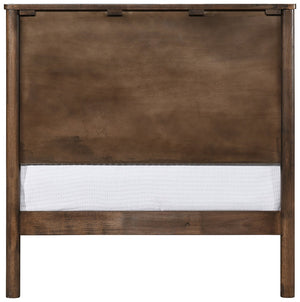 Meridian Furniture Kivo Solid Wood Twin Bed with Slatted Headboard for Modern and Mid-century Style Bedrooms Walnut KivoBrown-T
