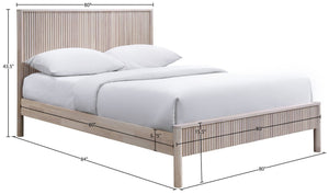 Meridian Furniture Kivo Solid Wood King Bed with Slatted Headboard and Mid-century Modern Bedroom Frame Appeal Natural KivoNatural-K
