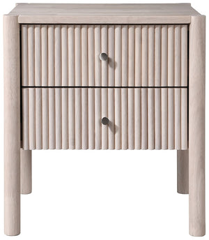Meridian Furniture Kivo Solid Wood 2 Drawer Nightstand with Slatted Fronts and Tapered Legs Mid-century Bedroom Natural KivoNatural-NS