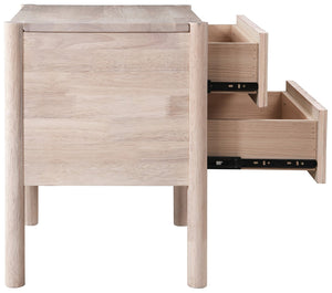 Meridian Furniture Kivo Solid Wood 2 Drawer Nightstand with Slatted Fronts and Tapered Legs Mid-century Bedroom Natural KivoNatural-NS