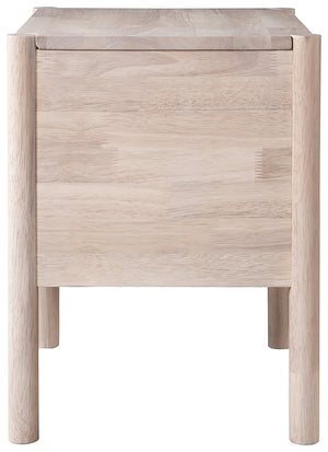 Meridian Furniture Kivo Solid Wood 2 Drawer Nightstand with Slatted Fronts and Tapered Legs Mid-century Bedroom Natural KivoNatural-NS