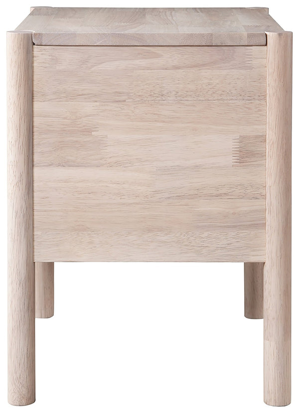 Meridian Furniture Kivo Solid Wood 2 Drawer Nightstand with Slatted Fronts and Tapered Legs Mid-century Bedroom Natural KivoNatural-NS