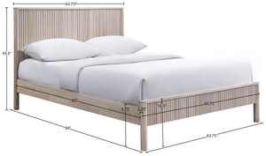 Meridian Furniture Kivo Solid Wood Queen Bed with Slatted Headboard Mid-century Modern Bedroom Frame Natural KivoNatural-Q