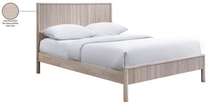 Meridian Furniture Kivo Solid Wood Queen Bed with Slatted Headboard Mid-century Modern Bedroom Frame Natural KivoNatural-Q