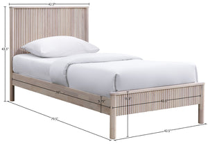 Meridian Furniture Kivo Solid Wood Twin Bed with Slatted Headboard for Modern and Mid-century Style Bedrooms Natural KivoNatural-T